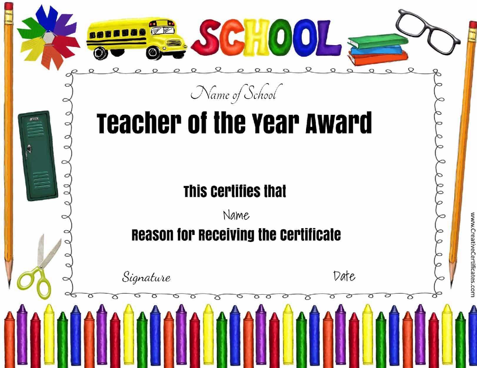Best Teacher Certificate Template Best Professional With Superlative Certificate Template