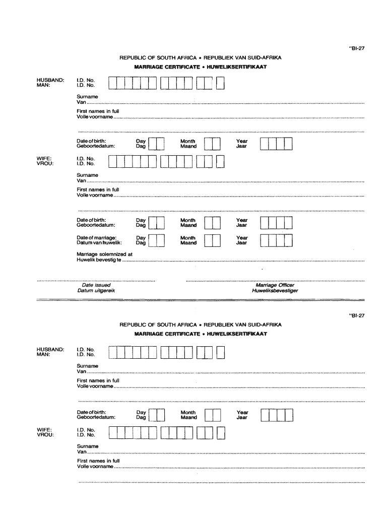 Bi 27 – Fill Out And Sign Printable Pdf Template | Signnow Inside South African Birth Certificate Template
