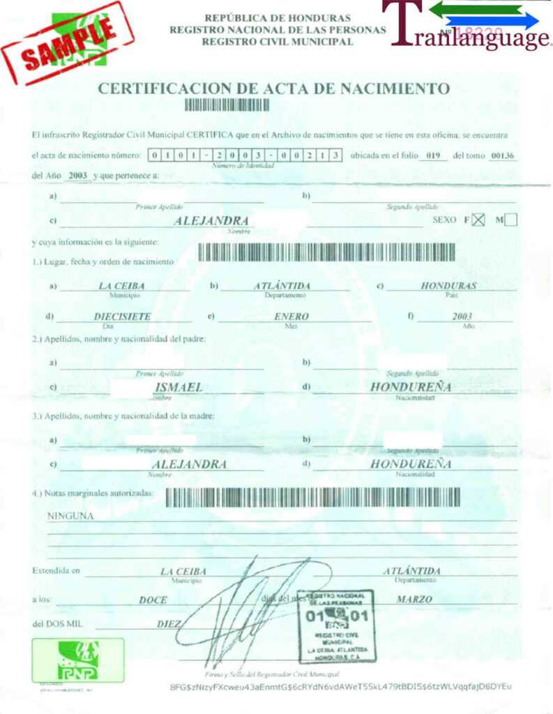 Birth Certificate Honduras intended for Uscis Birth Certificate ...