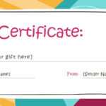Birthday Gift Certificate Template Free Printable With Regard To Present Certificate Templates