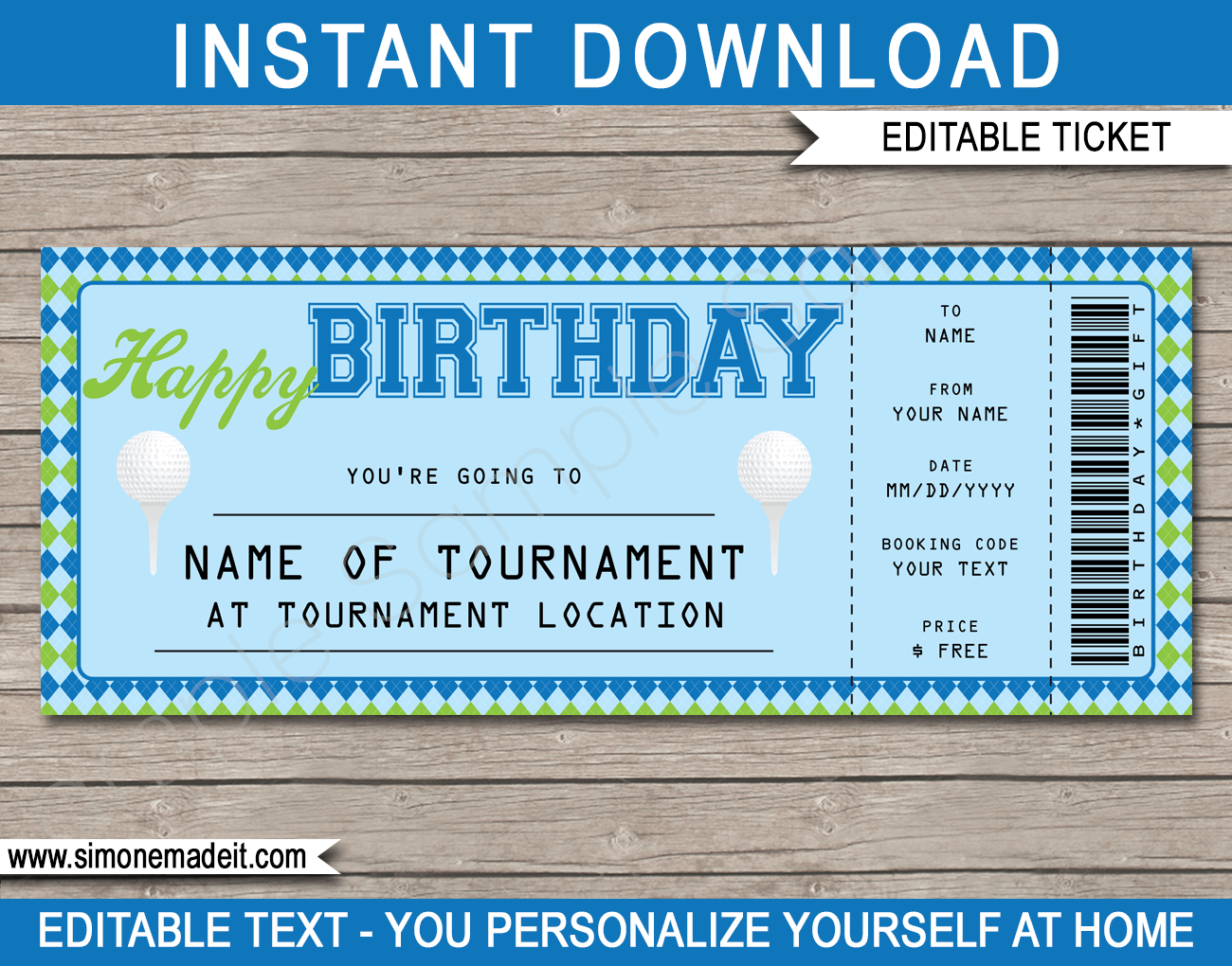 Birthday Golf Gift Tickets For Golf Certificate Template Free