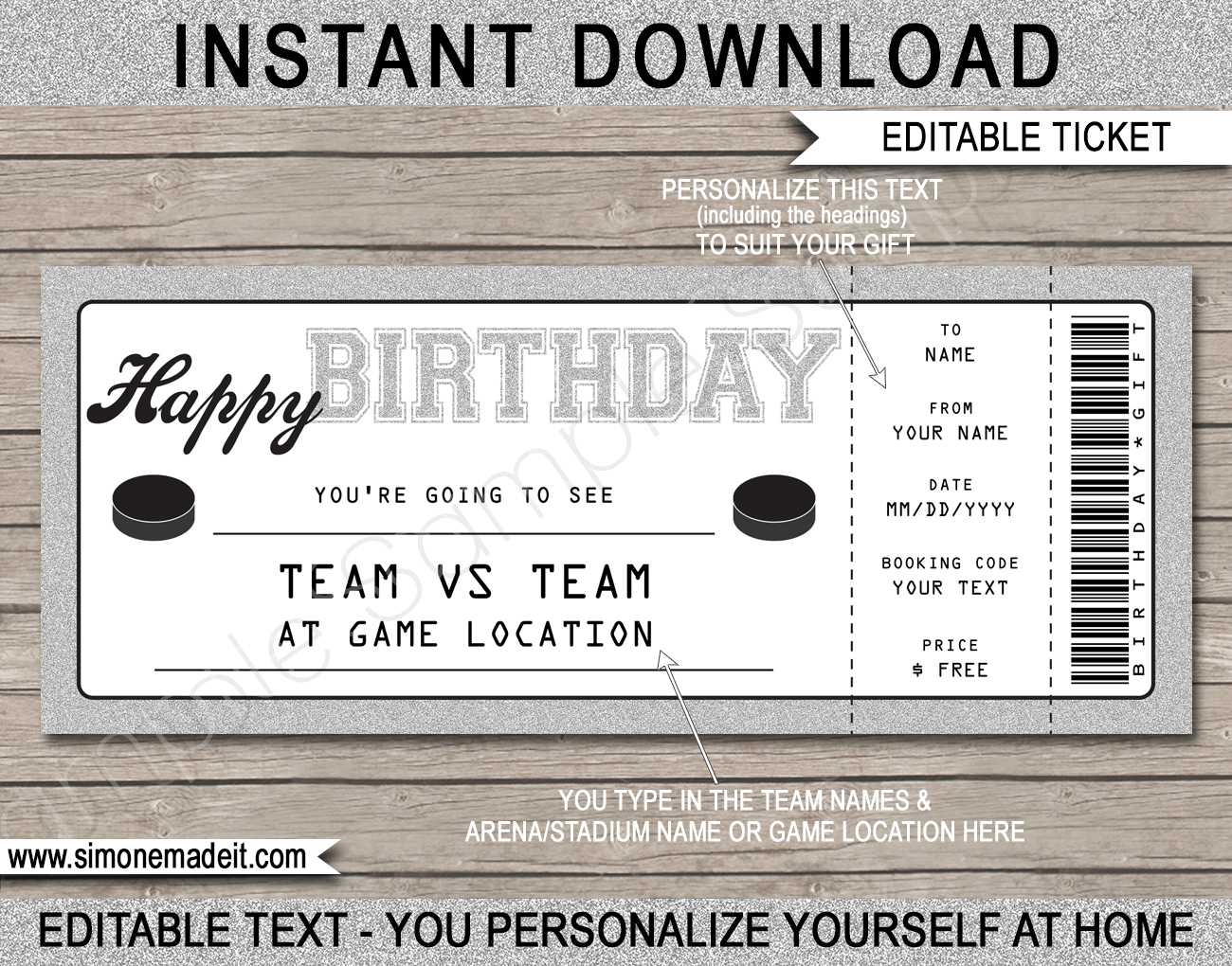 Birthday Hockey Gift Tickets With Regard To Hockey Certificate Templates