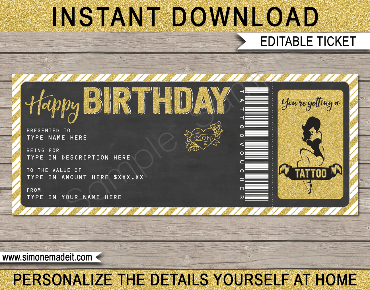 Birthday Tattoo Gift Vouchers With Regard To Homemade Gift Certificate Template