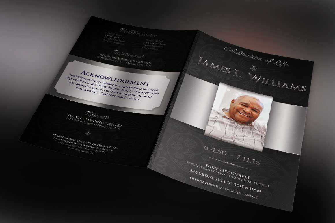 Black Dignity Funeral Program On Behance Pertaining To Memorial Brochure Template