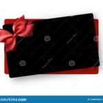 Black Greeting Or Gift Card Template With Red Satin Bow Intended For Present Card Template
