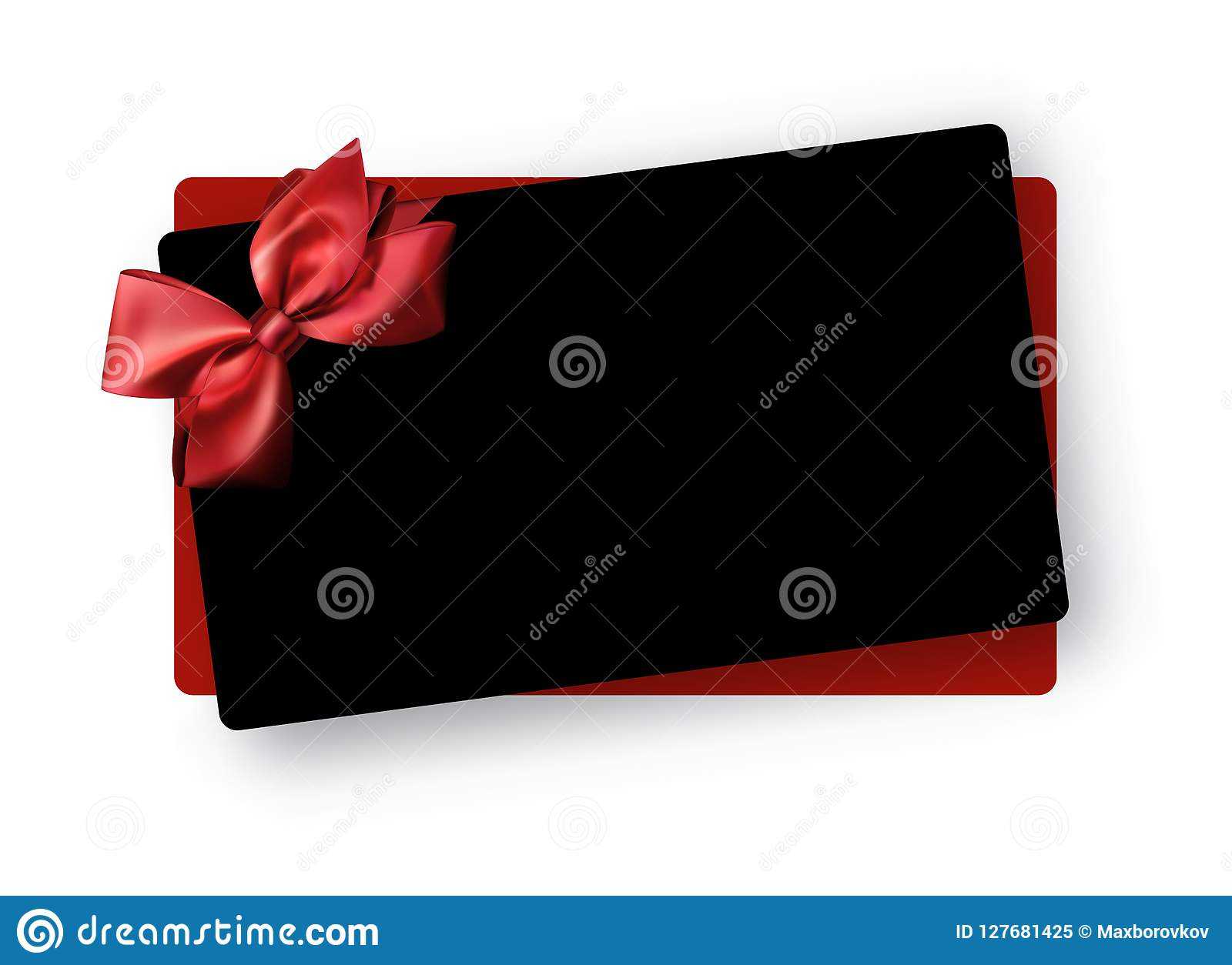 Black Greeting Or Gift Card Template With Red Satin Bow Intended For Present Card Template