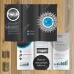 Black Technical Brochure Template Design With Cogwheel. Cover Layout Within Technical Brochure Template