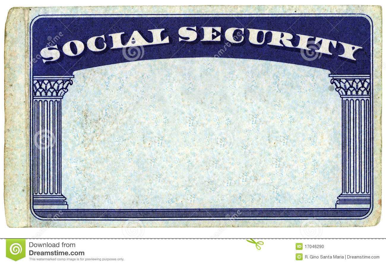 Blank American Social Security Card Stock Photo – Image Of Throughout Ss Card Template