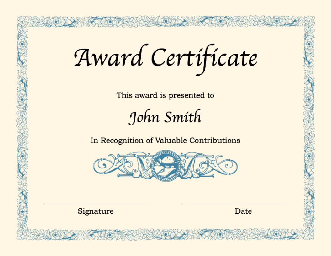 Blank Certificate For Word | Templates At Throughout Microsoft Word Award Certificate Template