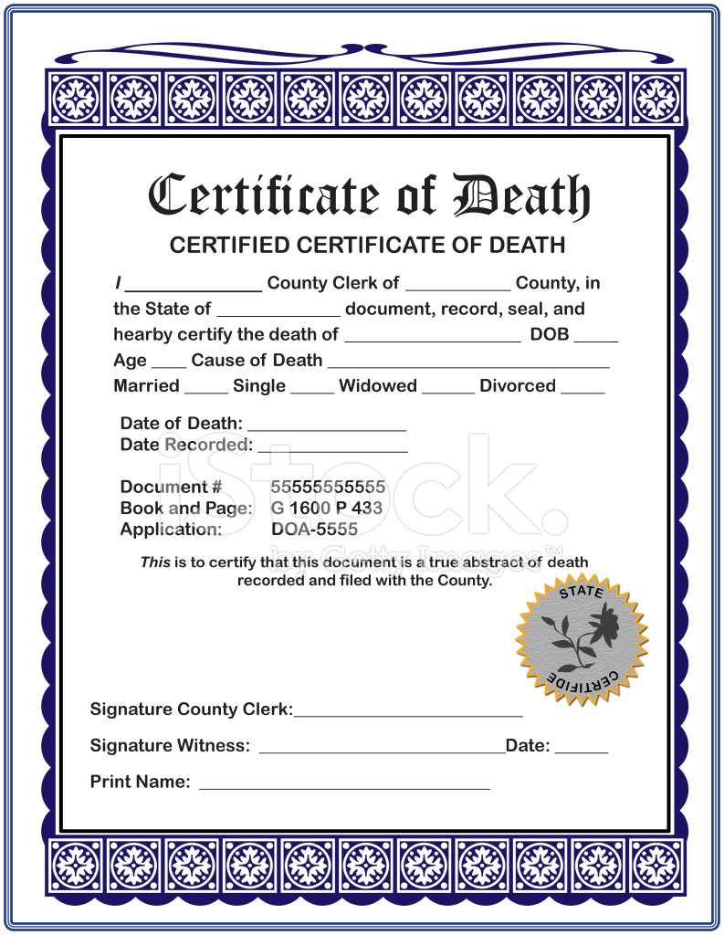 Blank Certificate Of Death Stock Photos – Freeimages With Regard To Fake Death Certificate Template