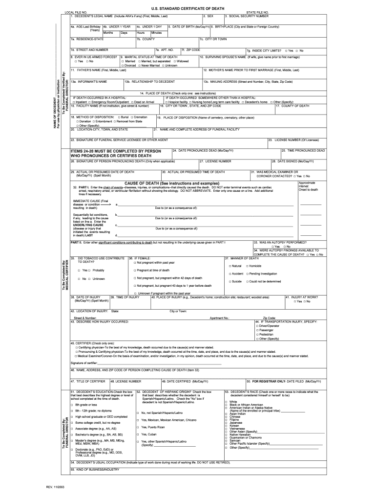 Blank Death Certificate Form – Fill Online, Printable Intended For Death Certificate Translation Template