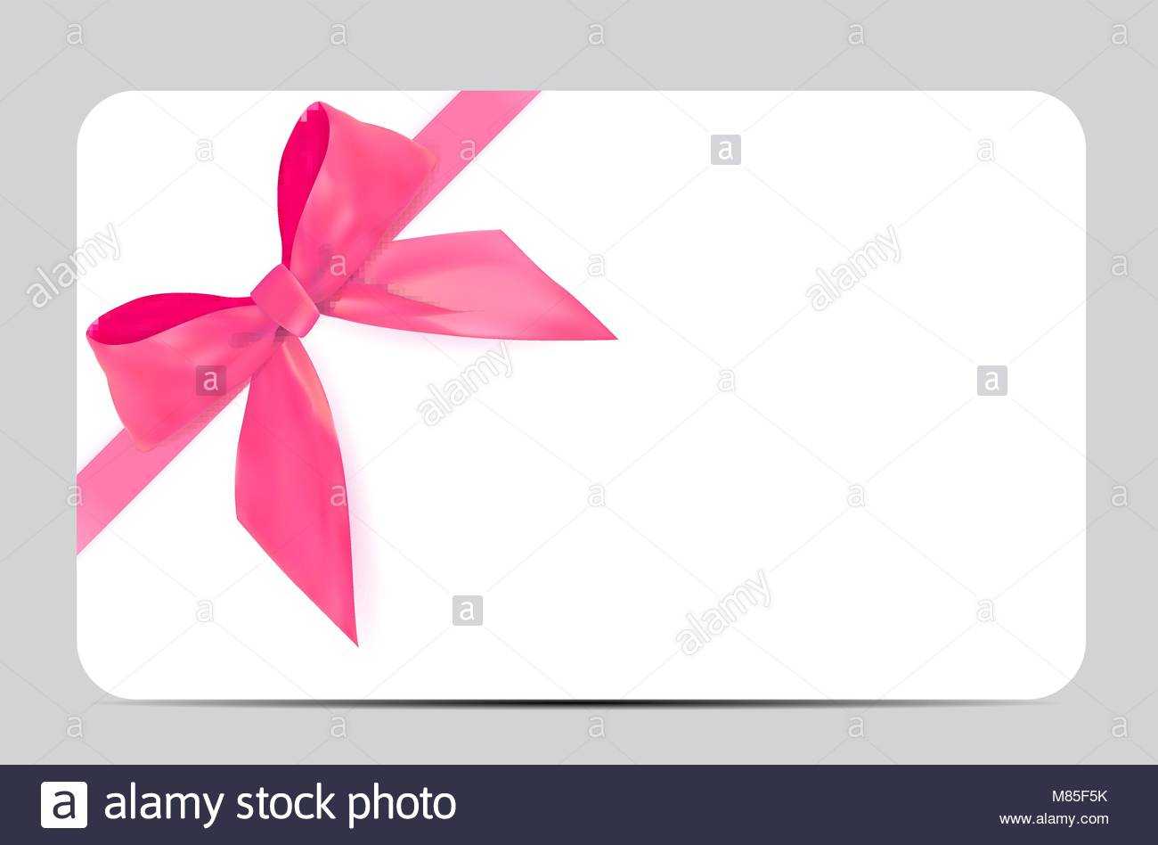 Blank Gift Card Template With Pink Bow And Ribbon. Vector Pertaining To Present Card Template