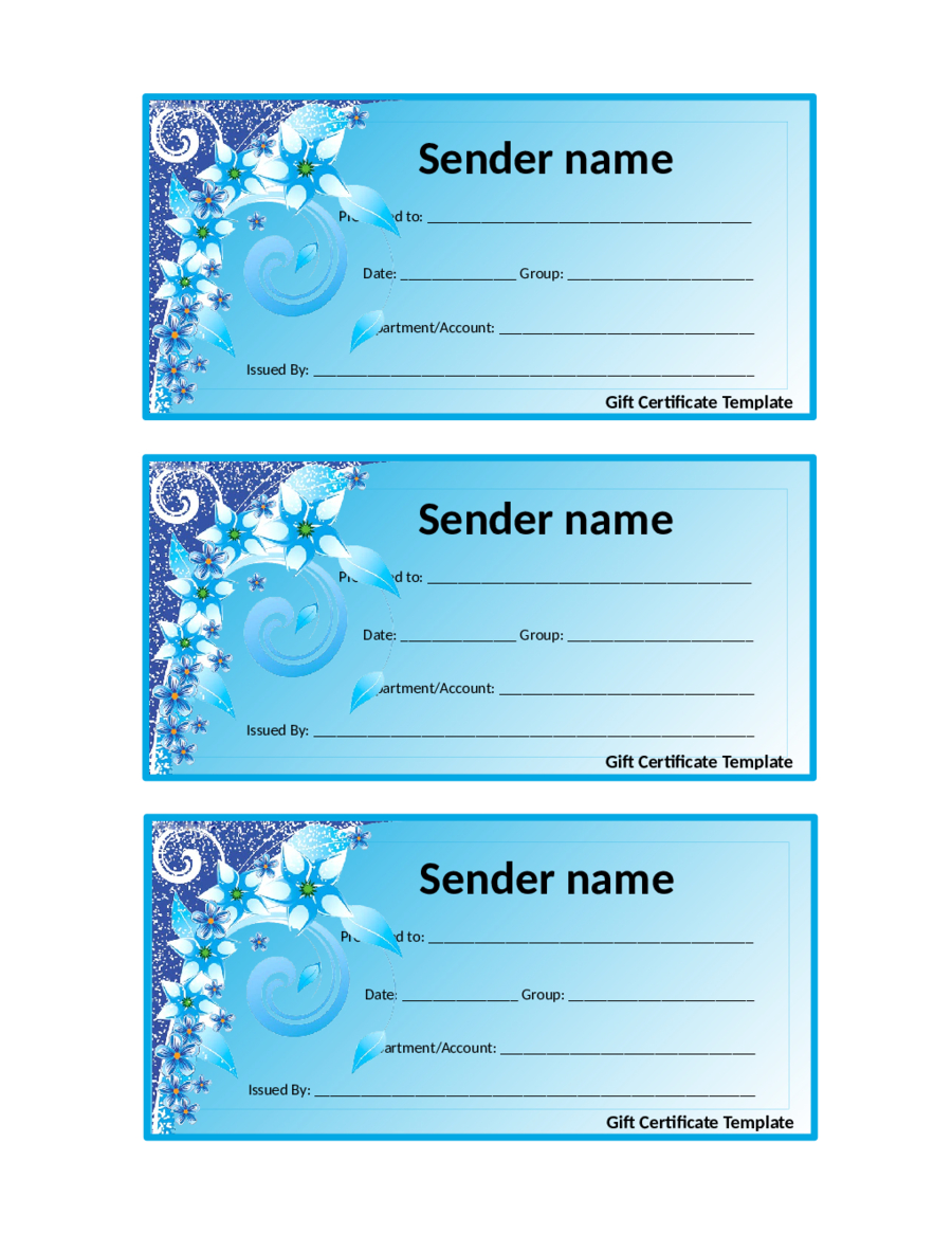 Blank Gift Certificate Forms – Edit, Fill, Sign Online Regarding Fillable Gift Certificate Template Free