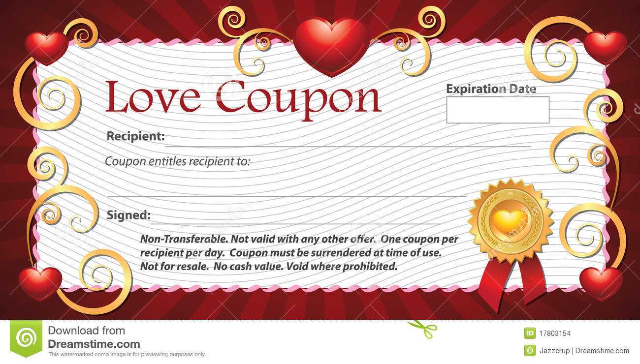 Blank Love Coupon Stock Illustration. Illustration Of Throughout Love Certificate Templates