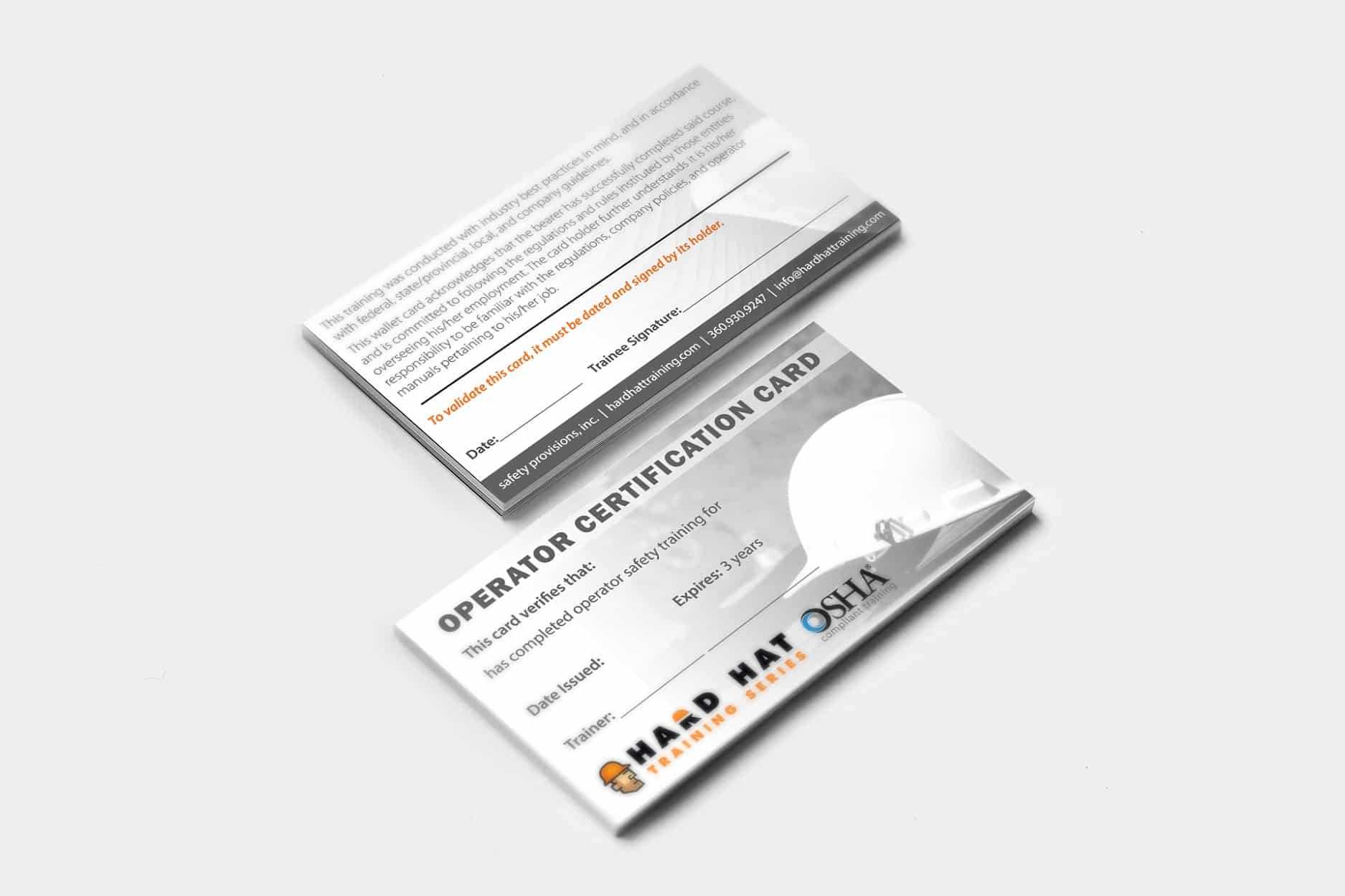 Blank Official Wallet Cards With Fall Protection Certification Template