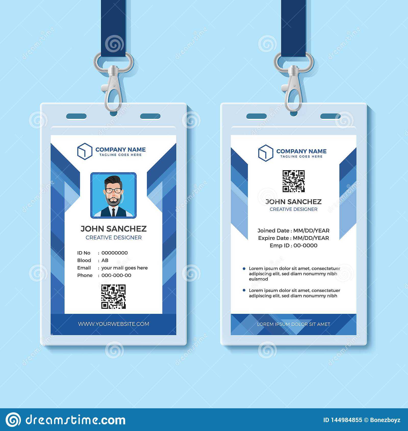 Blue Employee Id Card Design Template Stock Vector Regarding Company Id Card Design Template