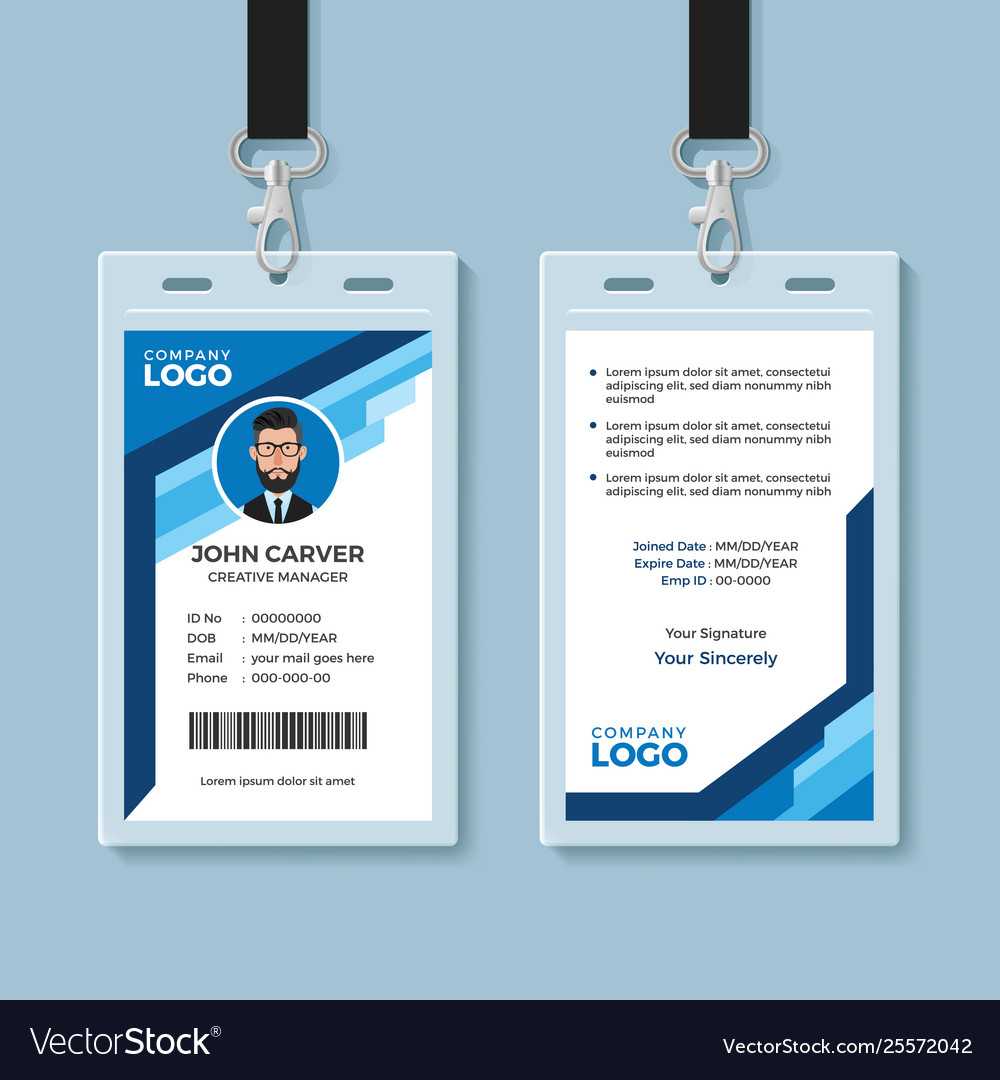 Blue Graphic Employee Id Card Template Intended For Personal Identification Card Template
