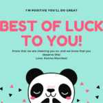 Blue Illustrated Panda Good Luck Card – Templatescanva Inside Good Luck Card Templates