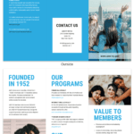 Blue Non Profit Tri Fold Brochure Template Throughout Membership Brochure Template
