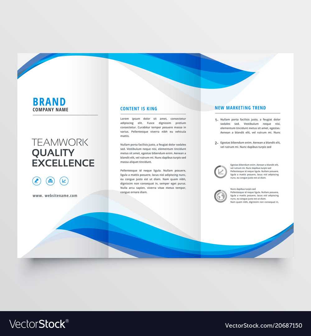 Blue Wavy Business Trifold Brochure Template Throughout 3 Fold Brochure Template Free Download