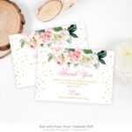 Blush Floral Thank You Card Printable, Boho Baby Shower Thank You Template,  Editable Pink And Gold Thank You, Instant Download Tdbs31 Pertaining To Template For Baby Shower Thank You Cards