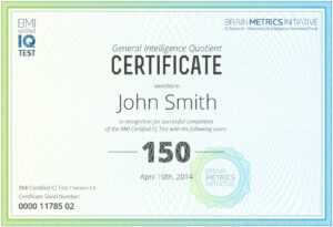 Bmi Certified Iq Test - Take The Most Accurate Online Iq Test! throughout Iq Certificate Template