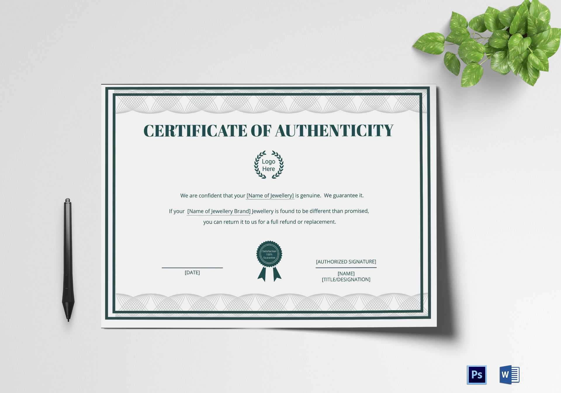 Brand Authenticity Certificate Template Within Certificate Of Authenticity Template