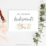 Bridesmaid Proposal Card Will You Be My Bridesmaid Card Floral Bridal Party  Maid Of Honor Proposal Ideas Printable Template 103 13Bp Within Will You Be My Bridesmaid Card Template