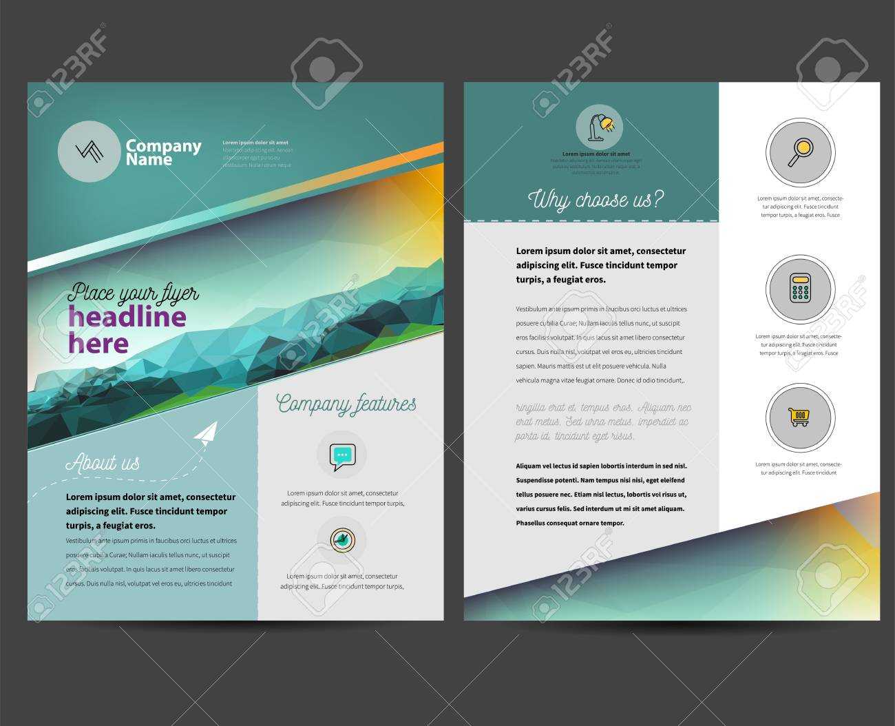 Brochure Or Flyer Design Template In Letter Size Intended For Letter Size Brochure Template