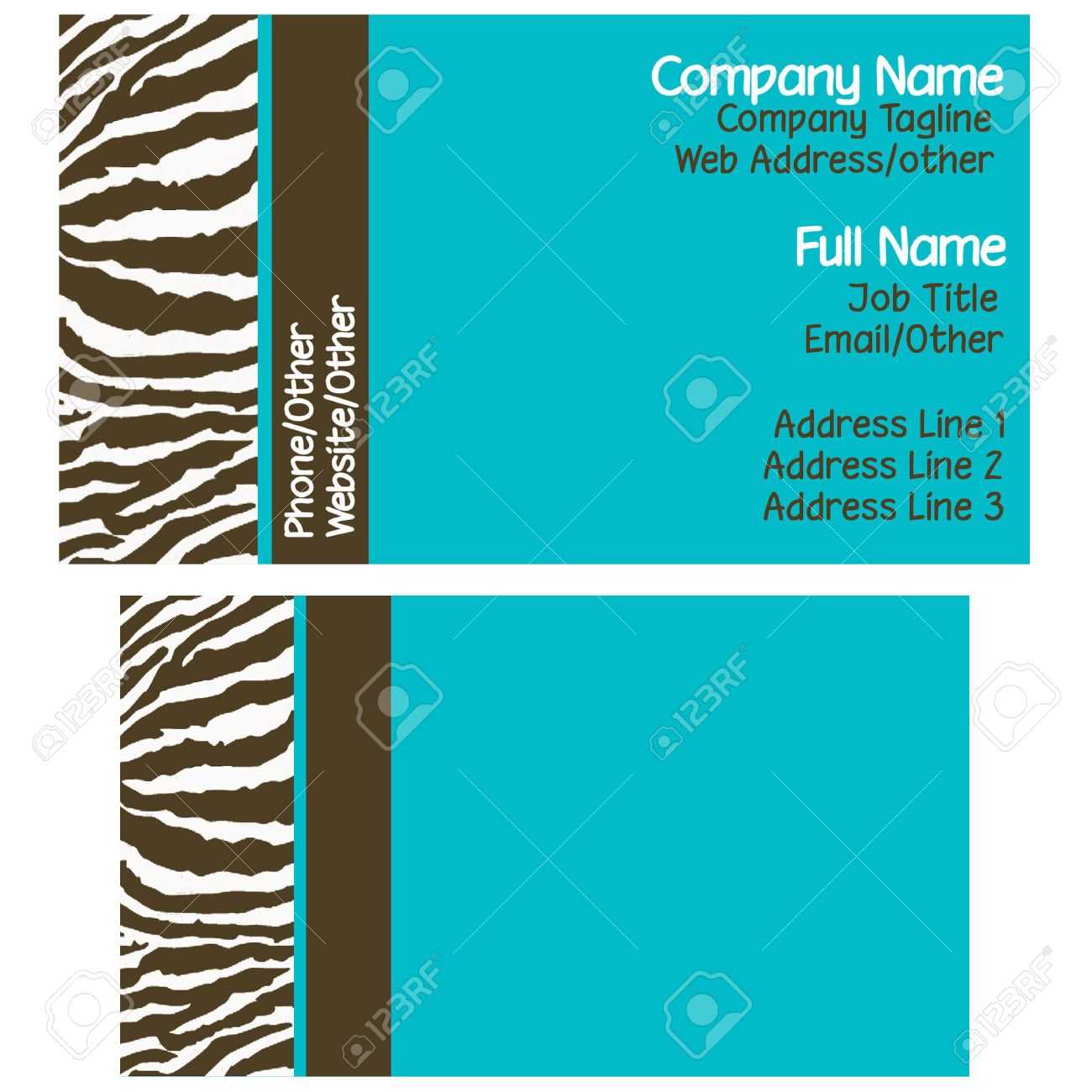 Brown & Blue Zebra Business Cards Pertaining To Kinkos Business Card Template
