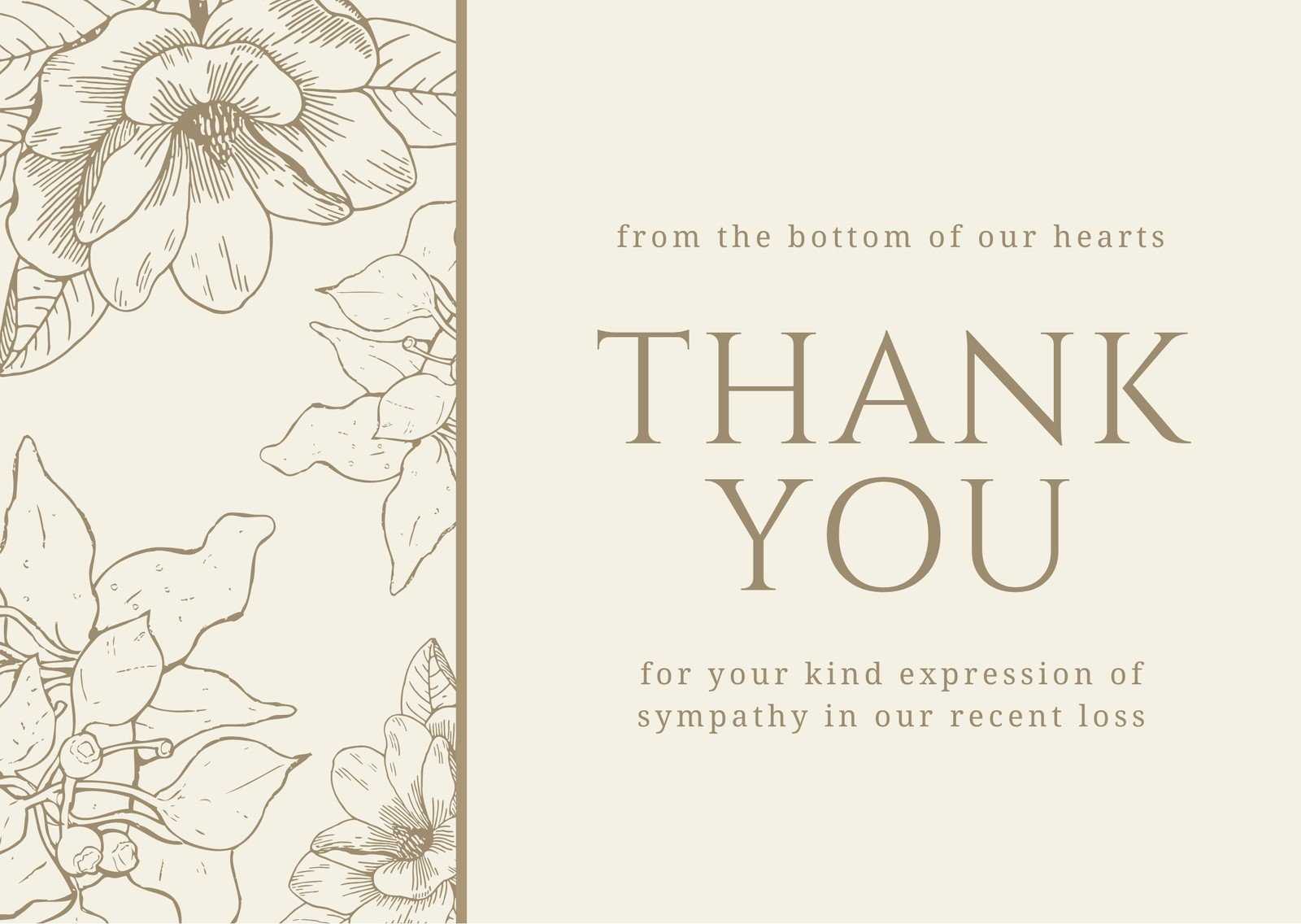 Brown Floral Sympathy Thank You Card – Templatescanva Pertaining To Sympathy Thank You Card Template