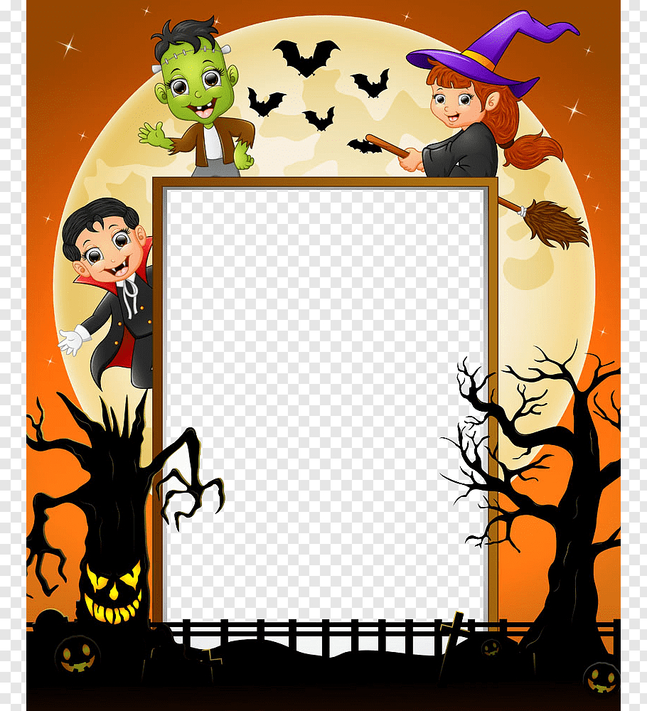 Brown, Orange, And Black Halloween Themed Frame Template Regarding Halloween Costume Certificate Template