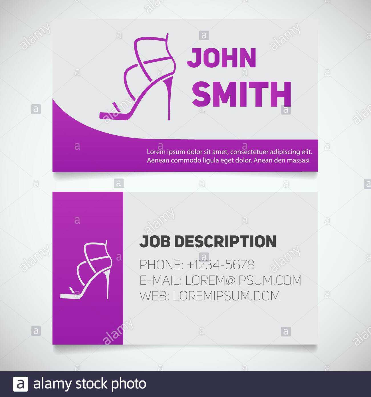 Business Card Print Template With High Heel Shoe Logo In High Heel Shoe Template For Card
