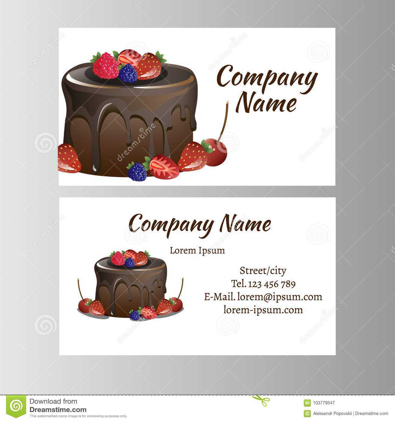 Business Card Template For Bakery Business. Stock Vector Throughout Cake Business Cards Templates Free