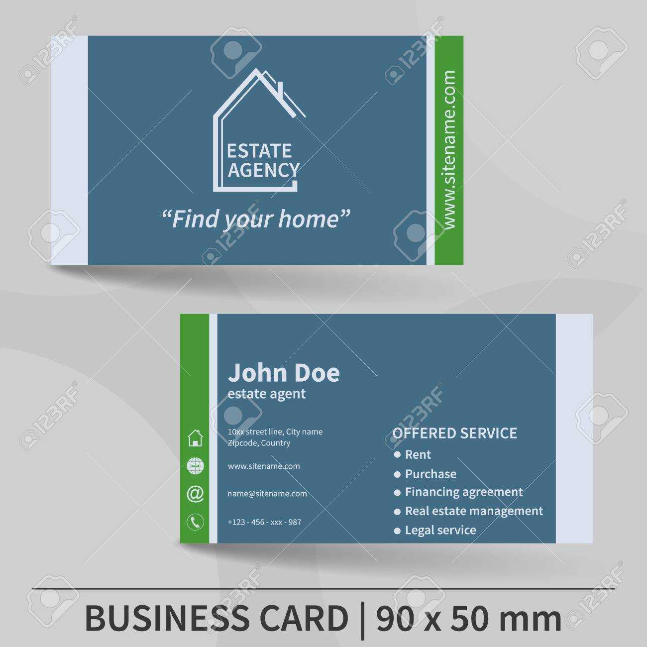 Business Card Template. Real Estate Agency. Design For Your Individual.. In Real Estate Agent Business Card Template