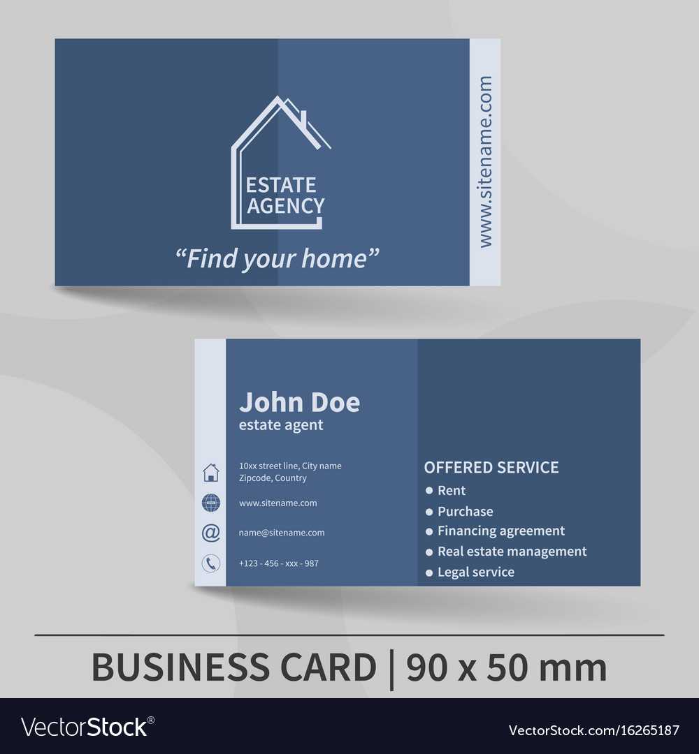 Business Card Template Real Estate Agency Design Regarding Real Estate Agent Business Card Template