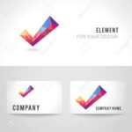 Business Card Template Set. Polygonal Crystal Check Mark Or Tick.. Throughout Acceptance Card Template