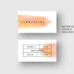 Business Card Template With Orange Watercolor * Eu & Us Size * Photoshop Within Business Card Template Size Photoshop