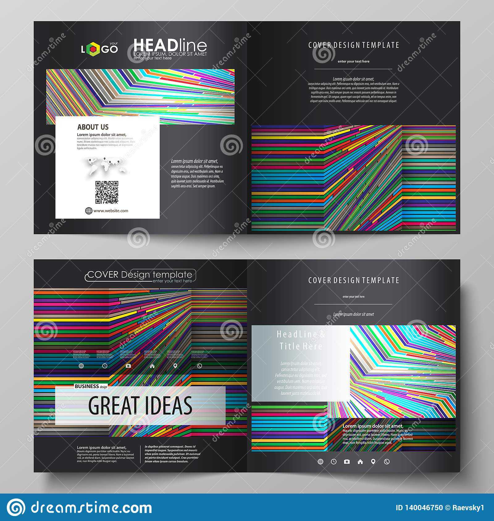 Business Templates For Square Design Bi Fold Brochure, Flyer Within Fold Over Business Card Template