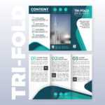 Business Tri Fold Brochure Template Design With Turquoise Within Tri Fold Brochure Publisher Template