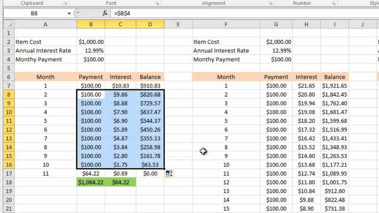 Calculating Credit Card Payments In Excel 2010 Intended For Credit Card Interest Calculator Excel Template