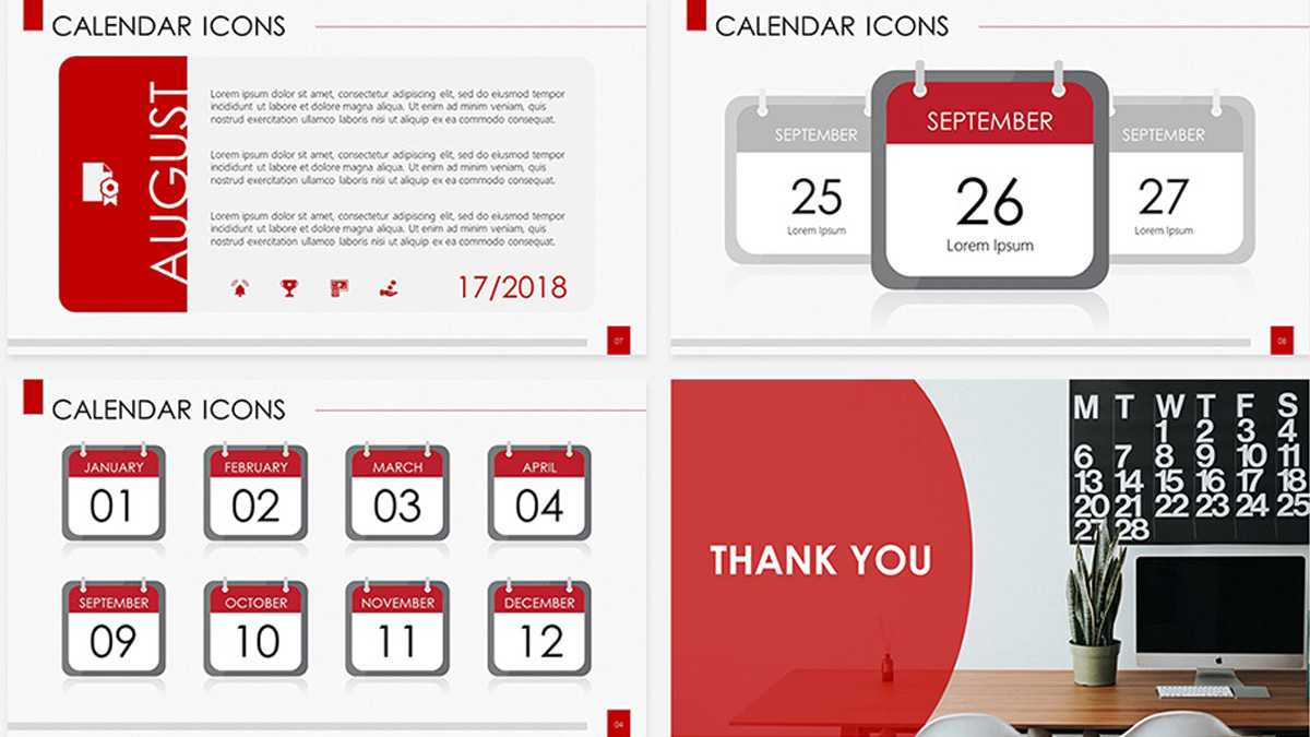 Calendar Icons Free Powerpoint Template With Regard To Microsoft Powerpoint Calendar Template