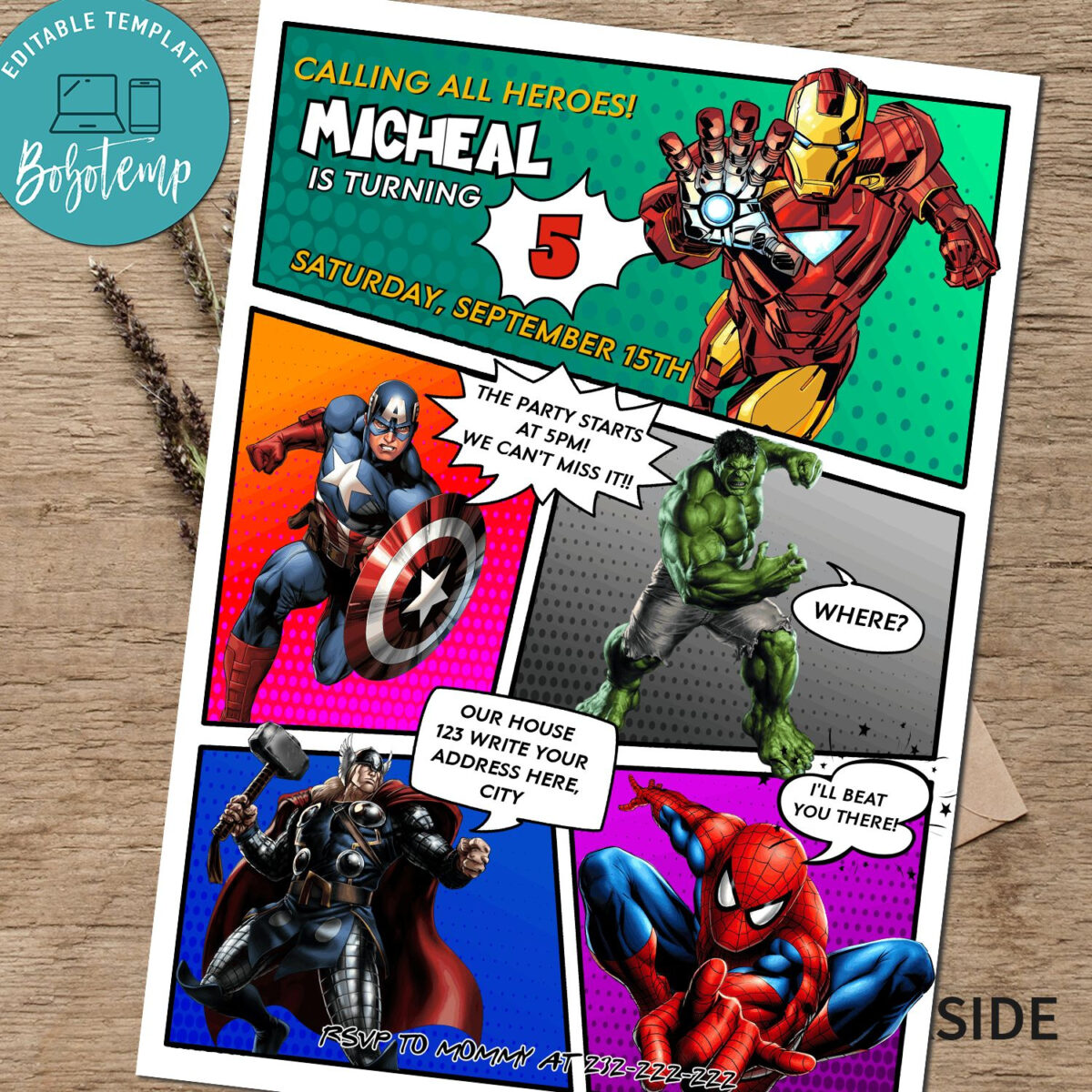 Avengers Birthday Card Template
