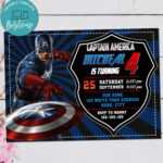 Captain America Avenger Birthday Digital Invitation Printable Throughout Avengers Birthday Card Template