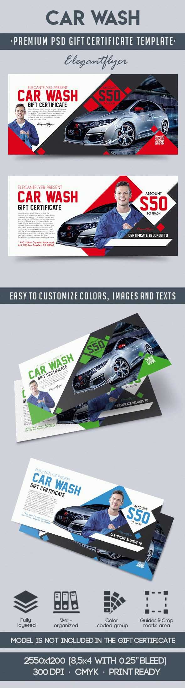Car Wash – Premium Gift Certificate Psd Template With Regard To Automotive Gift Certificate Template