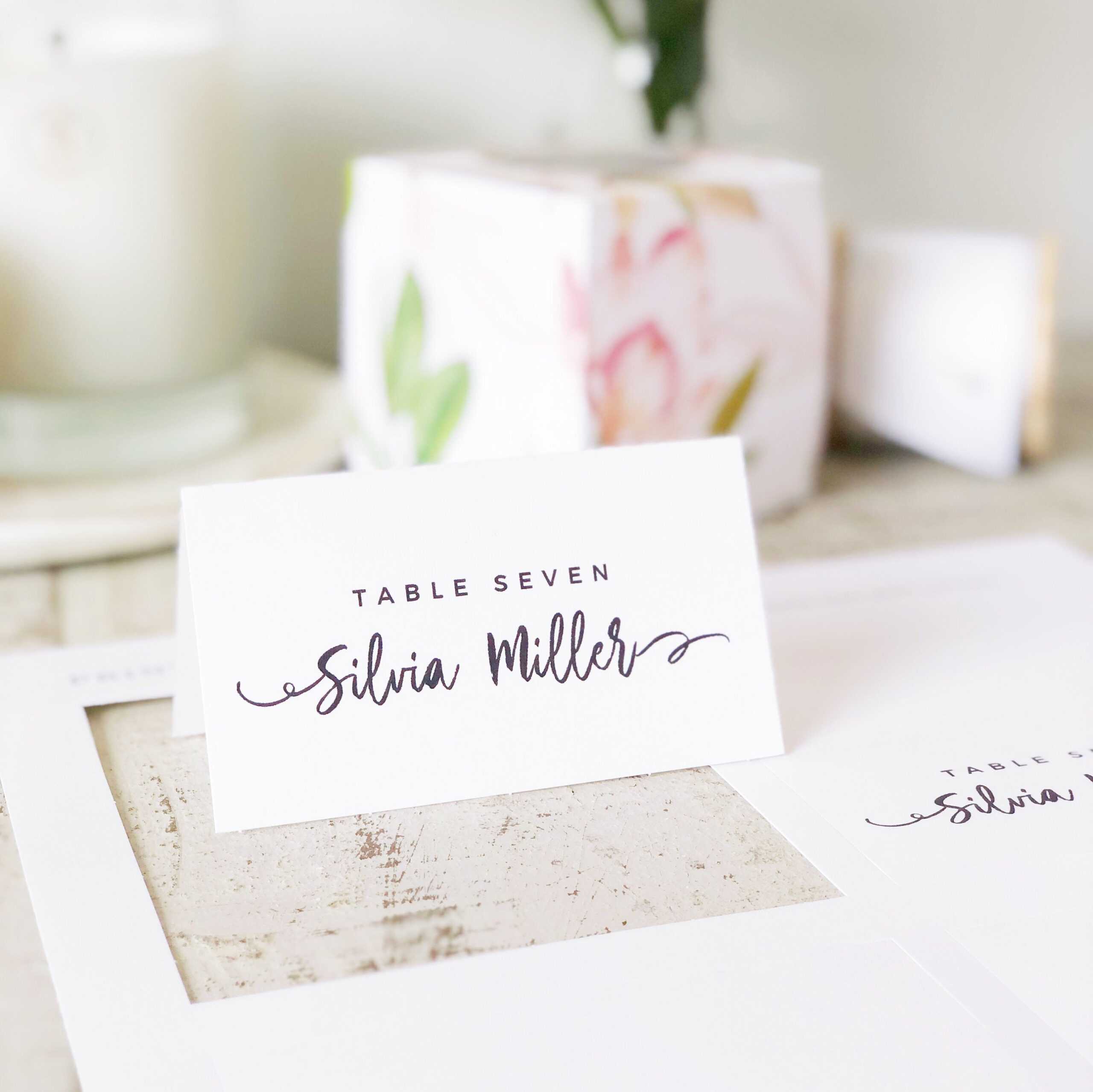 Casual Script Place Card Template, Printable Escort Cards, Modern  Calligraphy, Word Or Pages, Mac Or Pc, Instant Download Regarding Printable Escort Cards Template