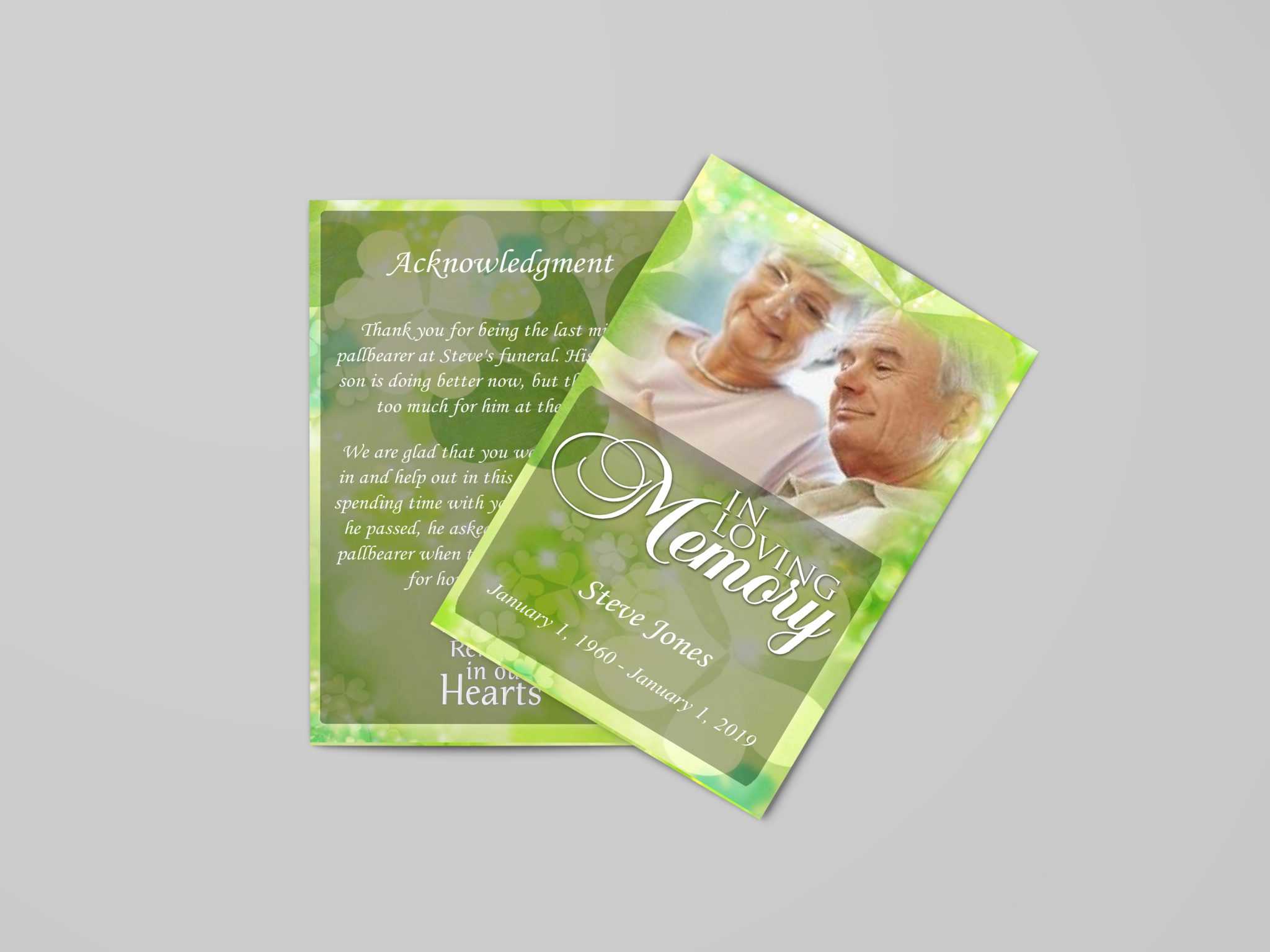 Celtic Irish Green Funeral Program Template Within Memorial Cards For Funeral Template Free