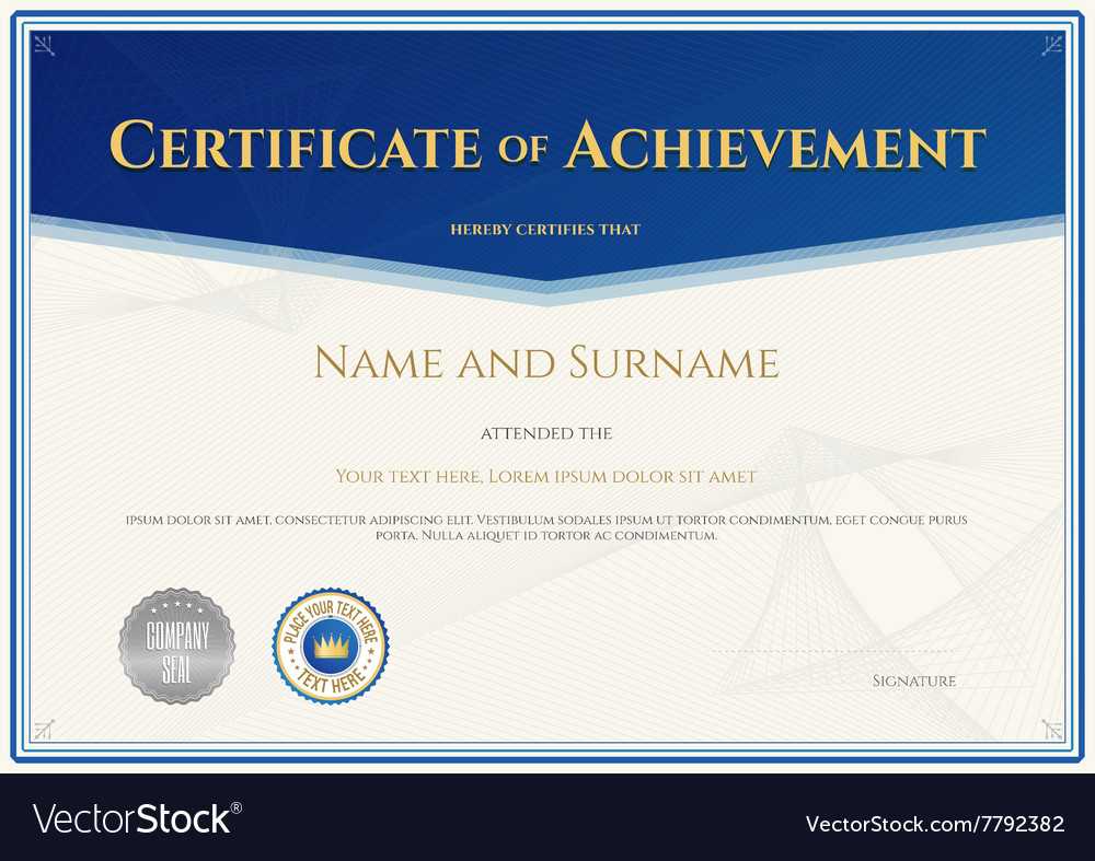Certificate Achievement Template Blue Theme Inside Blank Certificate Of Achievement Template