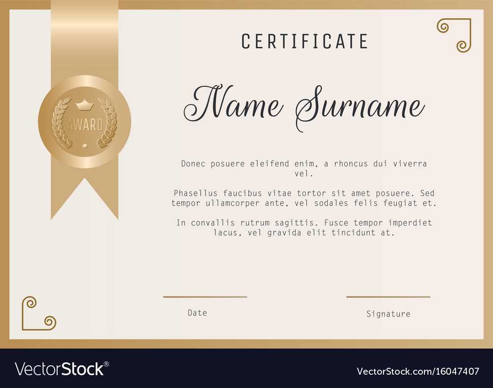 Certificate Award Template Blank In Gold Inside Template For Certificate Of Award