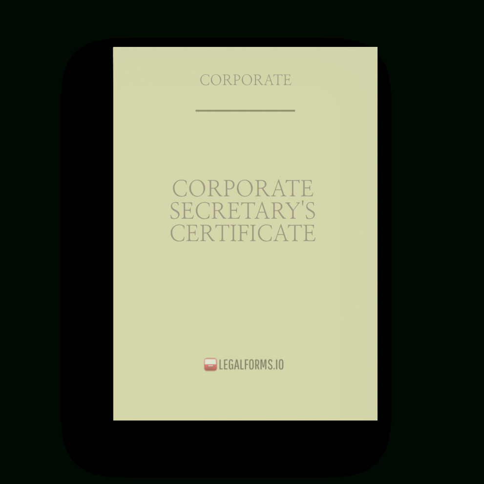 Certificate, Corporate Secretary’S Within Corporate Secretary Certificate Template